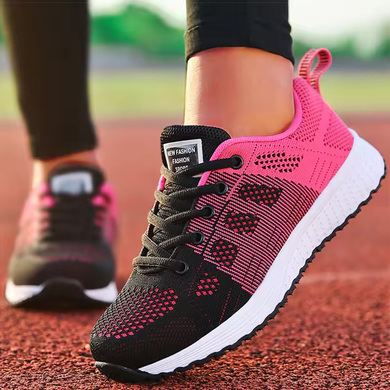 Unbranded Women's Two-Tone Pink and Grey Knit Running Shoes