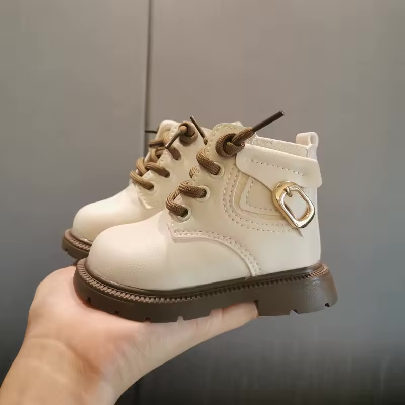 Toddler Contrast-Sole Buckled Mini Ankle Boots