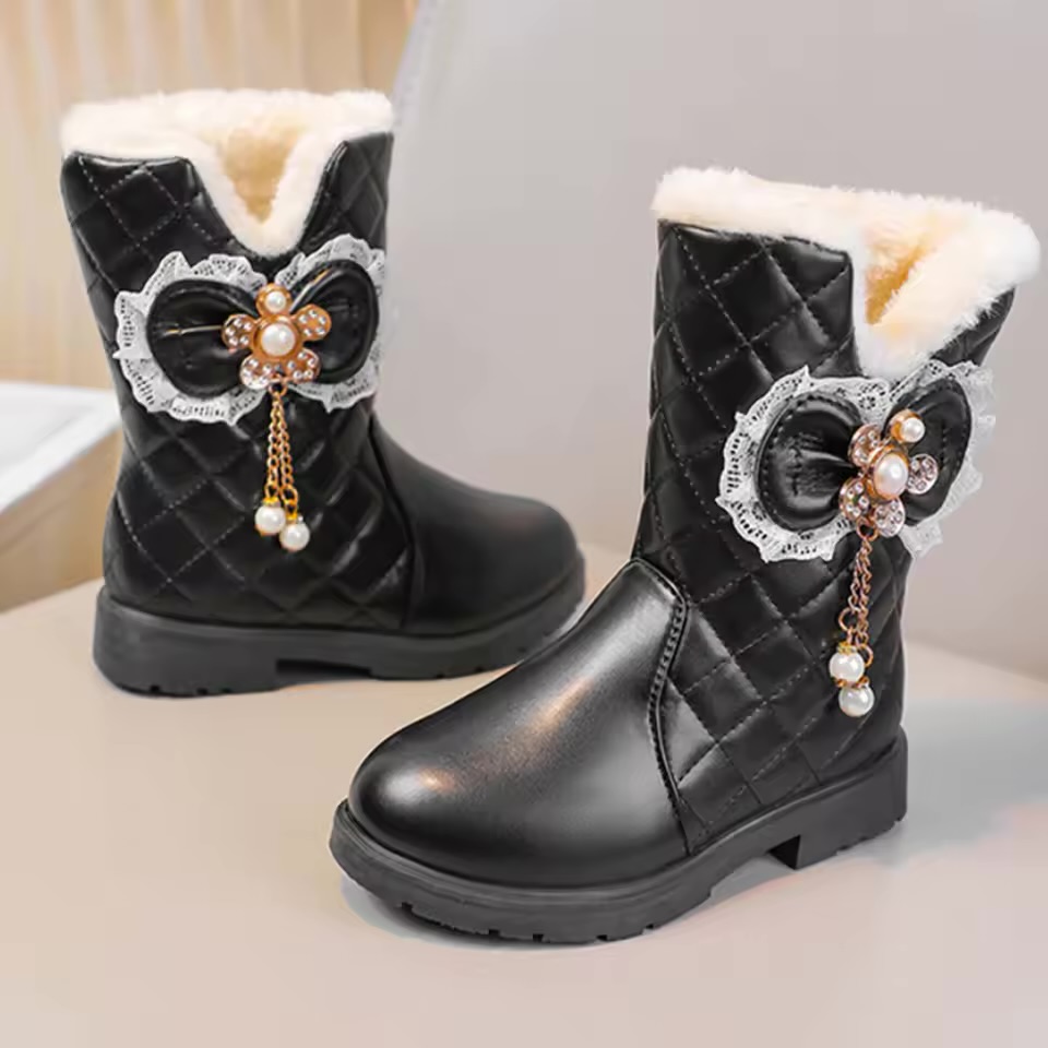 Girls' Quilted Faux-Fur Lined Winter Mid-Calf Boots 2