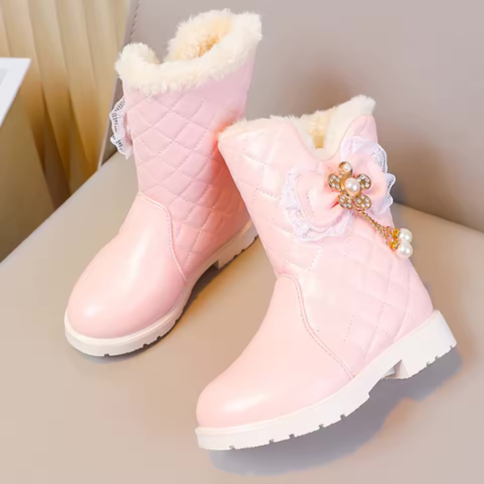 Girls' Quilted Faux-Fur Lined Winter Mid-Calf Boots 3
