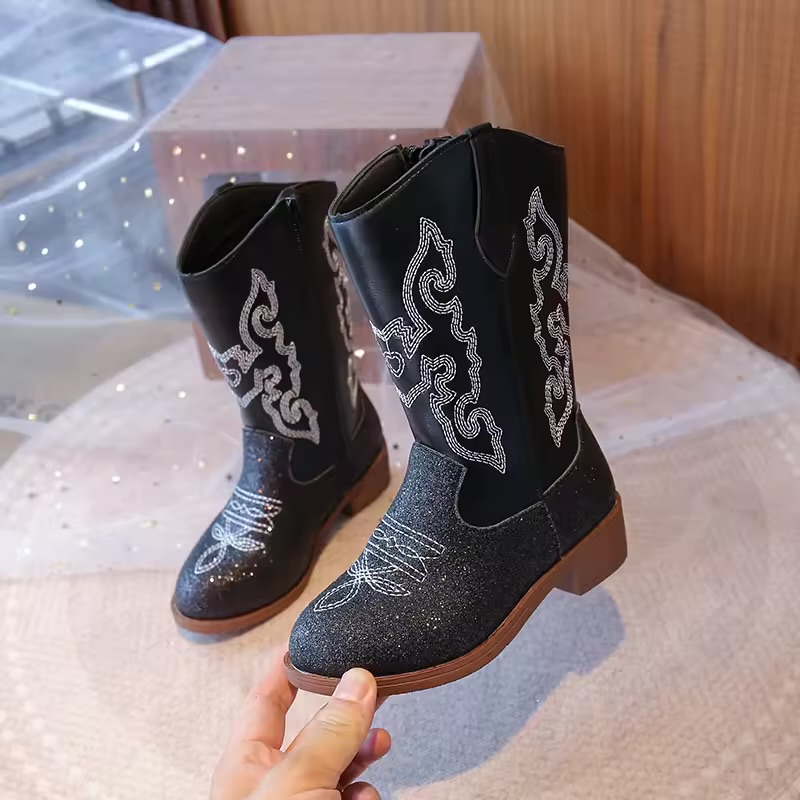 Girls' Embroidered Rainbow Western Cowboy Boots