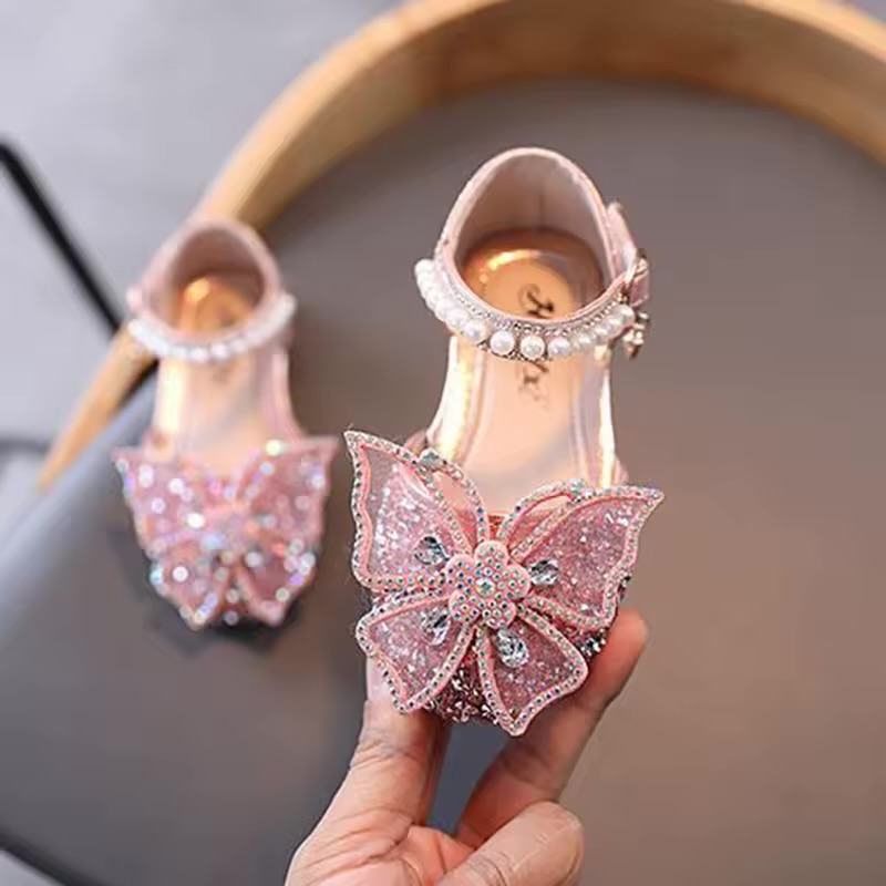 Girls' Glitter Butterfly Rhinestone Princess Sandals