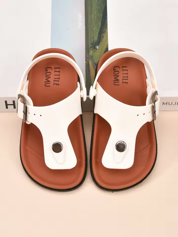 LITTLE GOMU Toddler Cushioned T-Strap Slingback Sandals