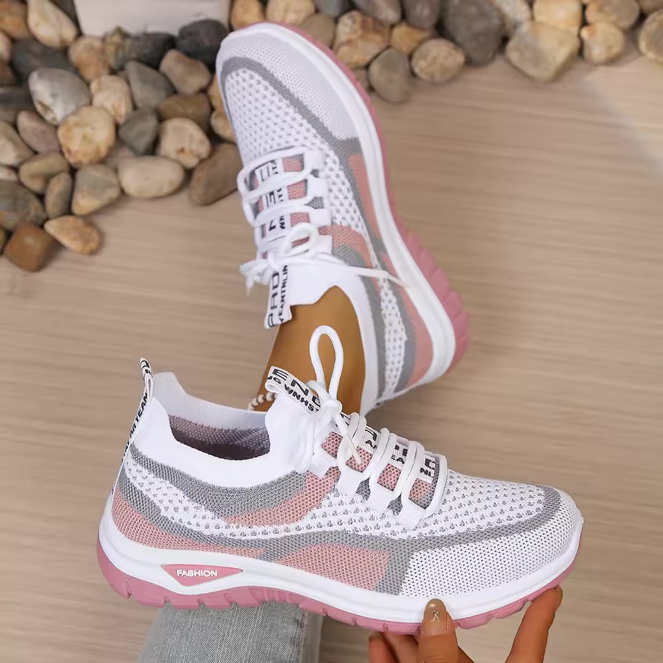 Women's Lightweight Knit Walking Shoes (Pink Variant)