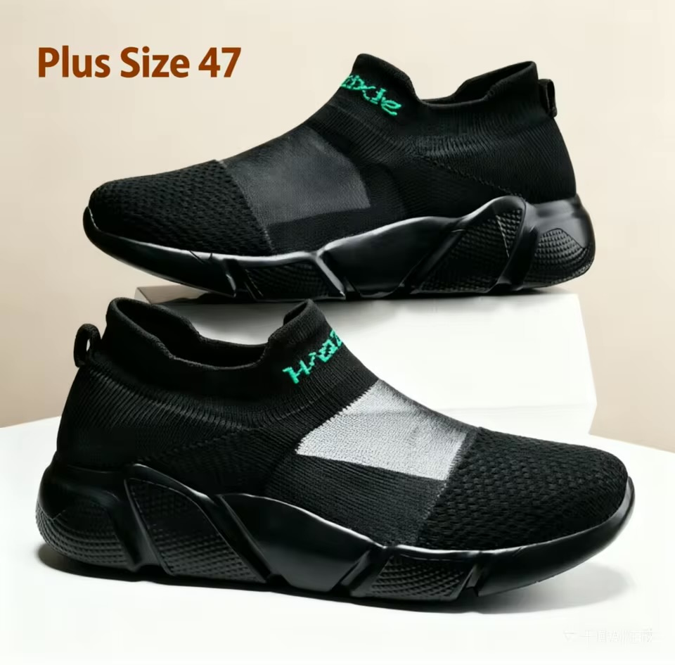 Adult Triple-White Sock-Knit Slip-On Sneakers