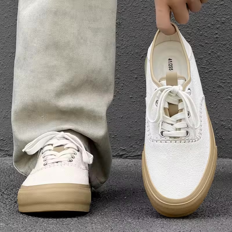 Men's Minimalist Off-White Canvas Skate Sneakers