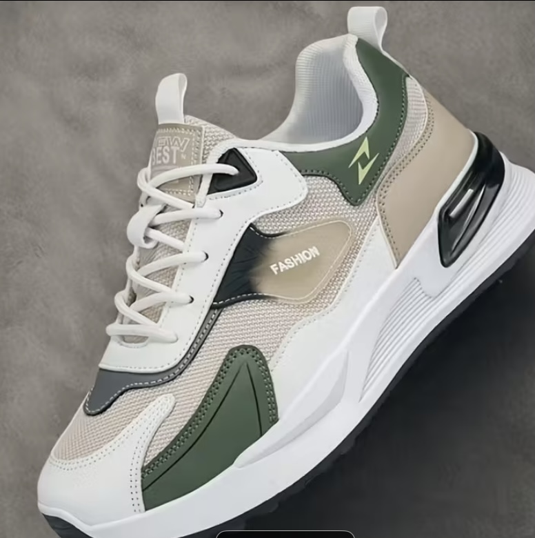 Men's Mixed-Media Athletic Fashion Sneaker (Black / Grey / Teal) 2