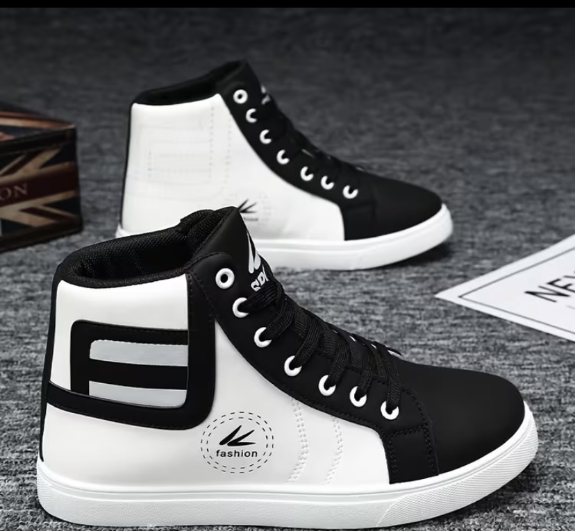 E-Logo" Monochromatic High-Top Casual Sneaker