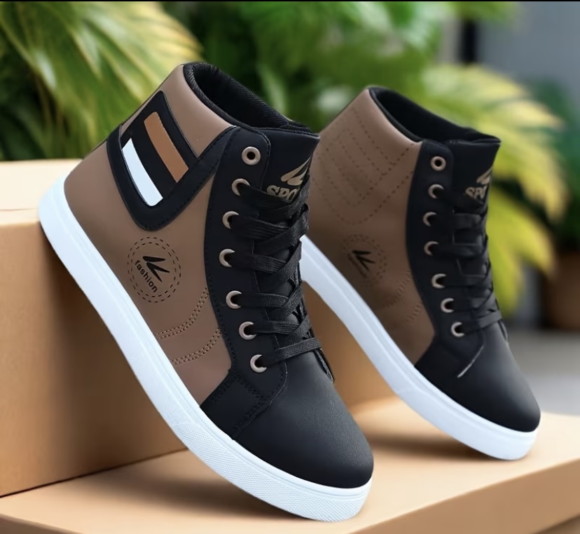 E-Logo" Monochromatic High-Top Casual Sneaker 2