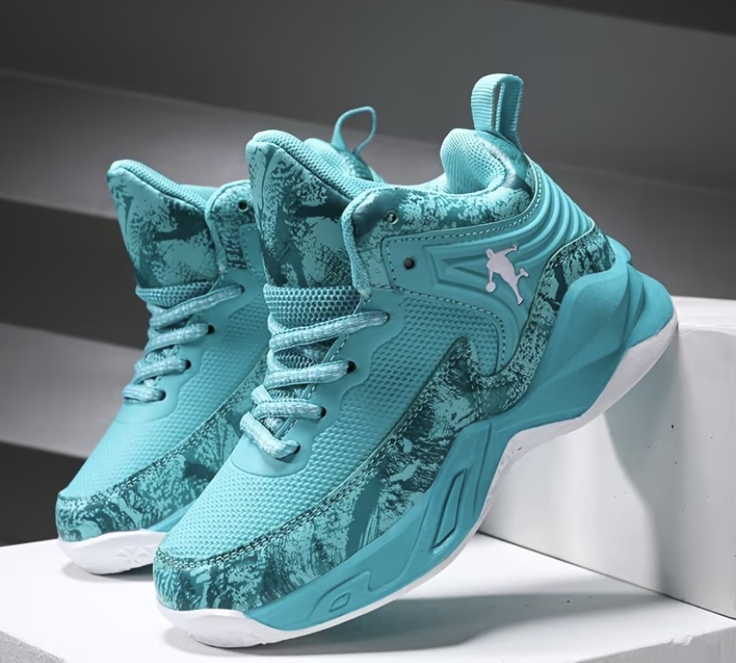 Jordan "Jumpman" Style Turquoise Kids Basketball Sneaker