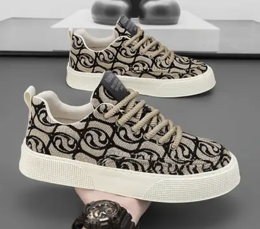 Swirl Monogram" Crimson Red Jacquard Platform Sneaker 2