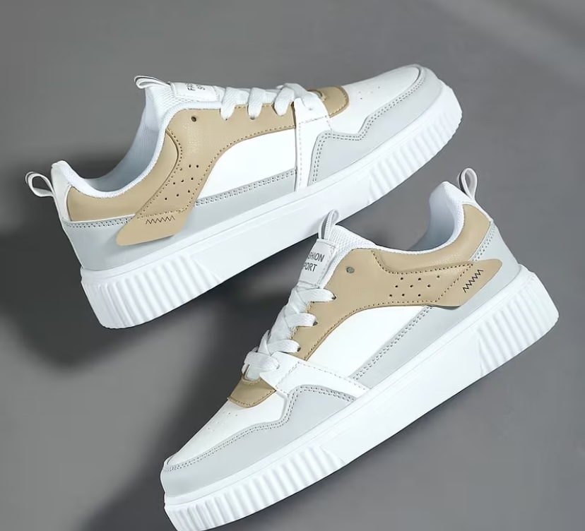 Triple White" Ribbed-Sole Casual Skate Sneaker 2