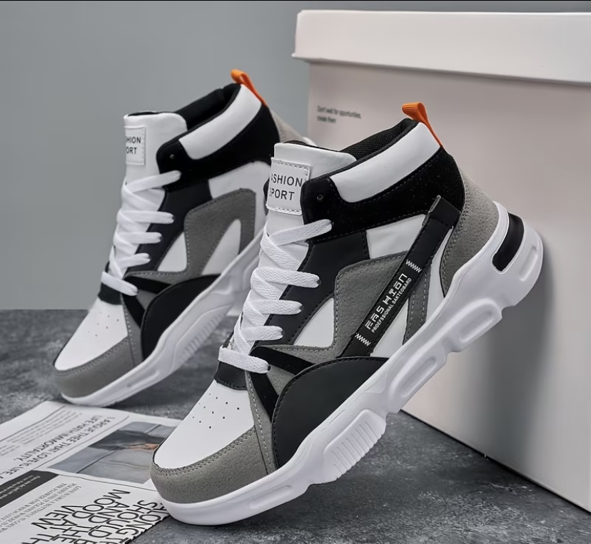 Fashion Sport" Color-Blocked High-Top Streetwear Sneaker