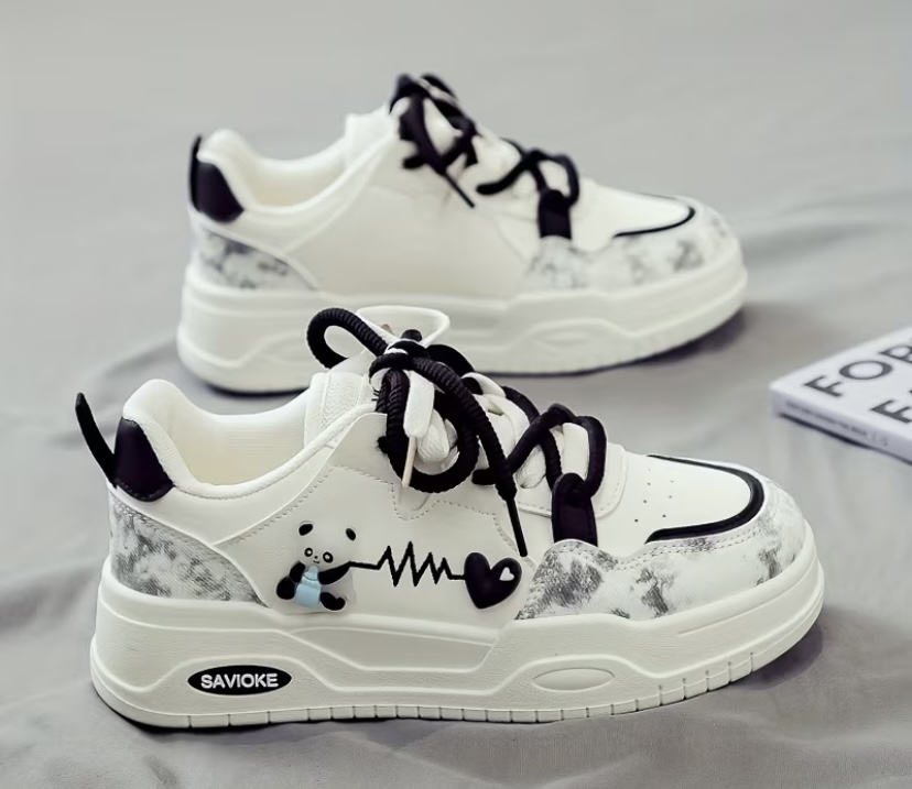 Savioke "Panda Heartbeat" Marble-Print Platform Sneaker