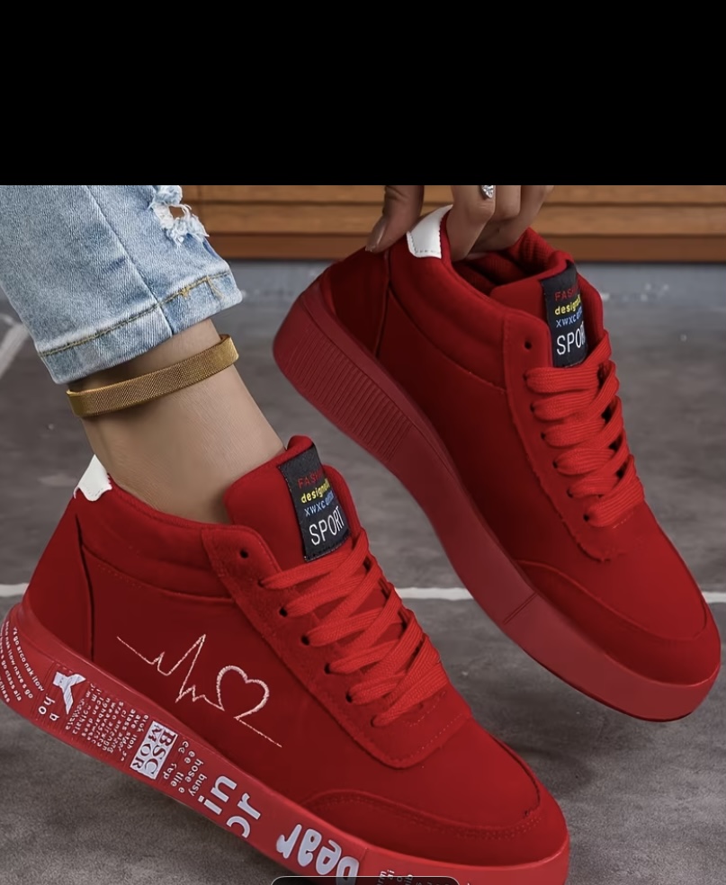 Heartbeat" Graphic Low-Top Crimson Red Sneaker