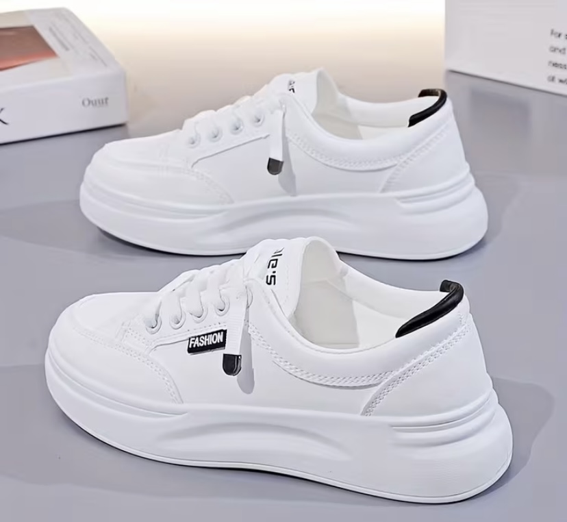 Fashion" Minimalist Off-White Chunky Platform Sneaker