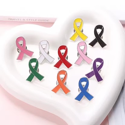 Multi-Color Cancer Awareness Ribbon Lapel Pins
