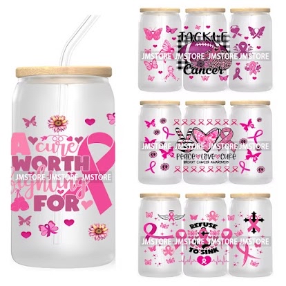 Breast Cancer Awareness Frosted Glass Tumbler Collection