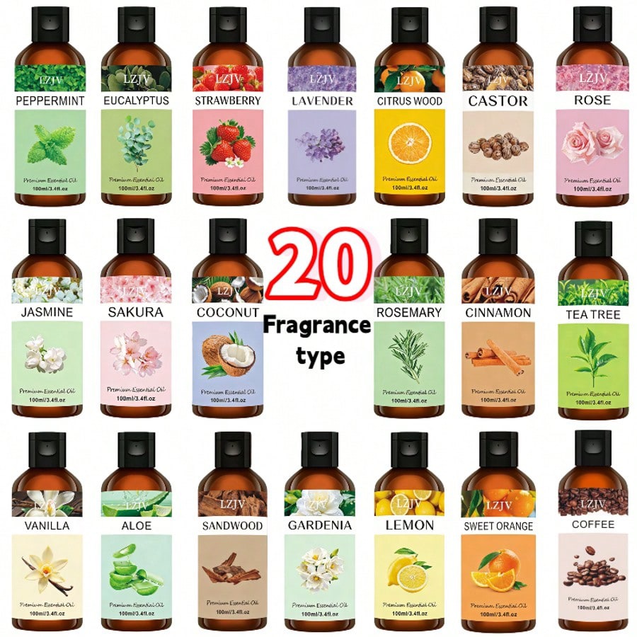 LZJV 20-Fragrance Essential Oil Variety Display