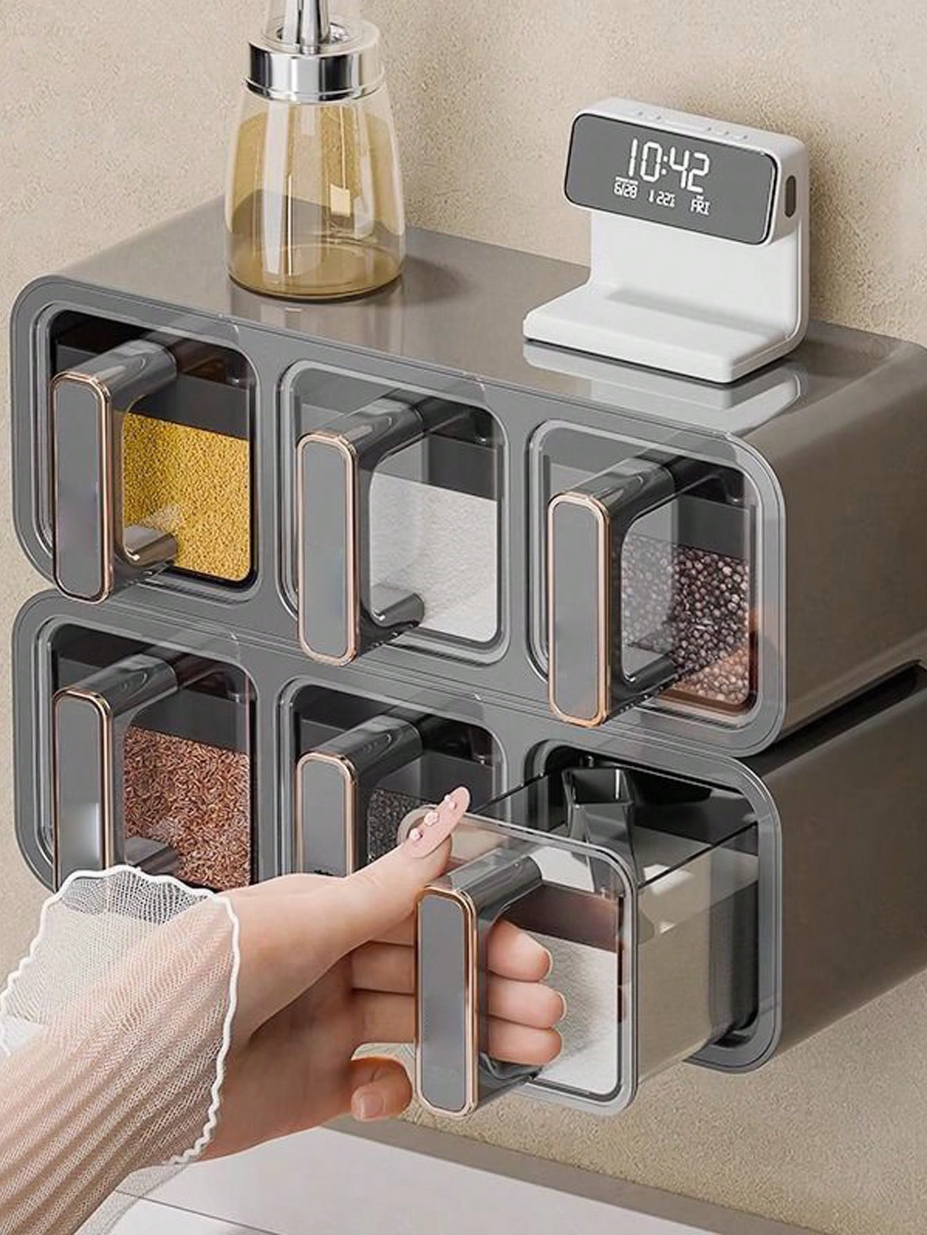 Wall-Mounted 6-Drawer Spice Organizer Rack