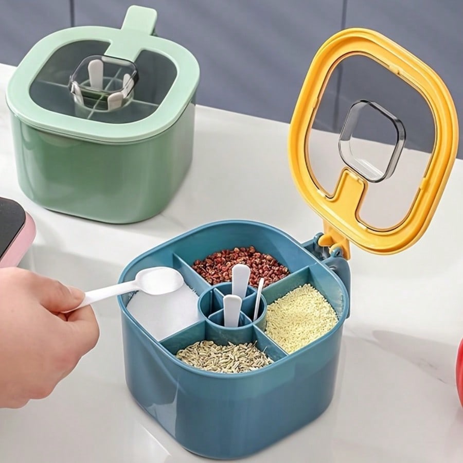4-Grid Divided Seasoning Container Set