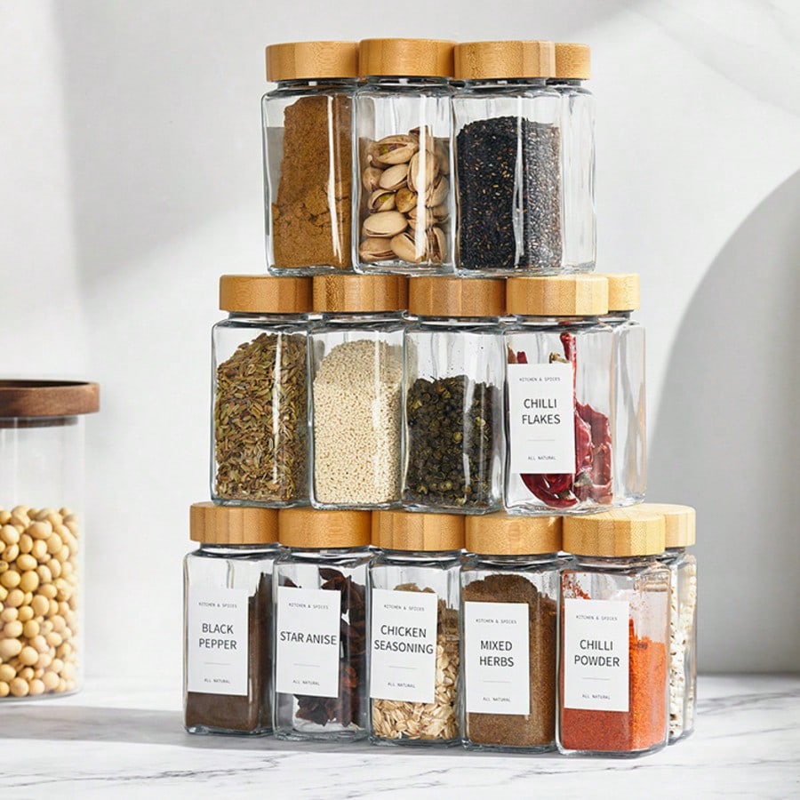 Stacked Square Glass Spice Bottle Pyramid