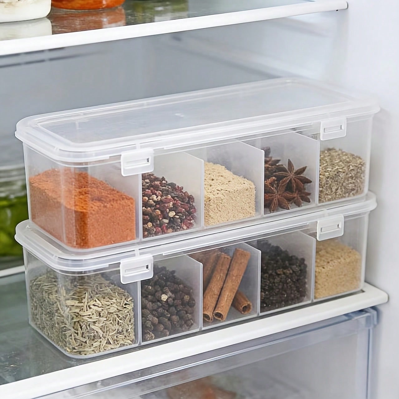 Stackable 5-Compartment Spice Storage Drawers