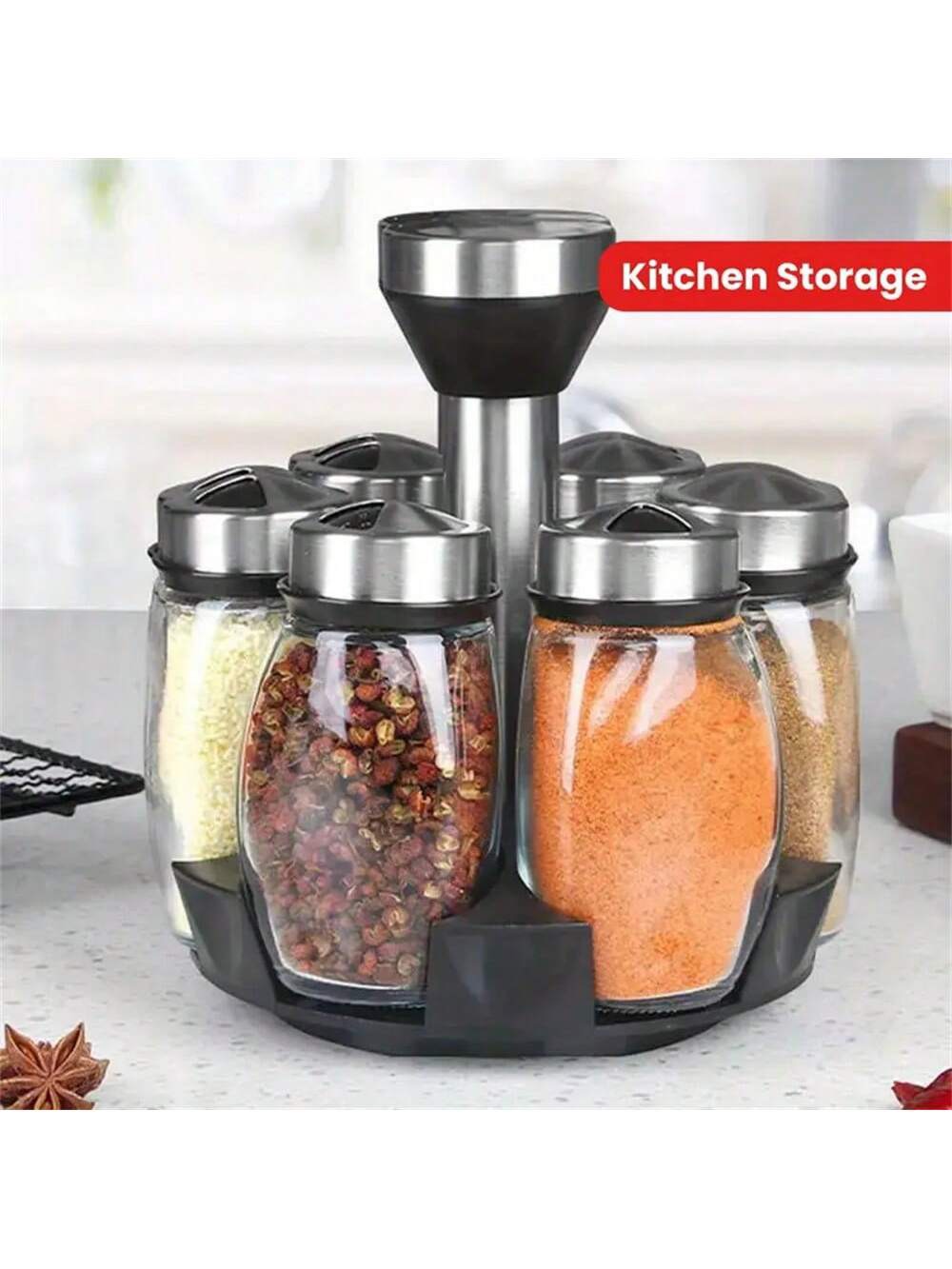 Rotating Carousel Spice Rack Organizer