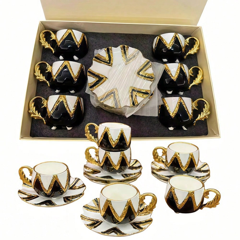 Luxury Chevron Espresso Cup & Saucer Gift Set