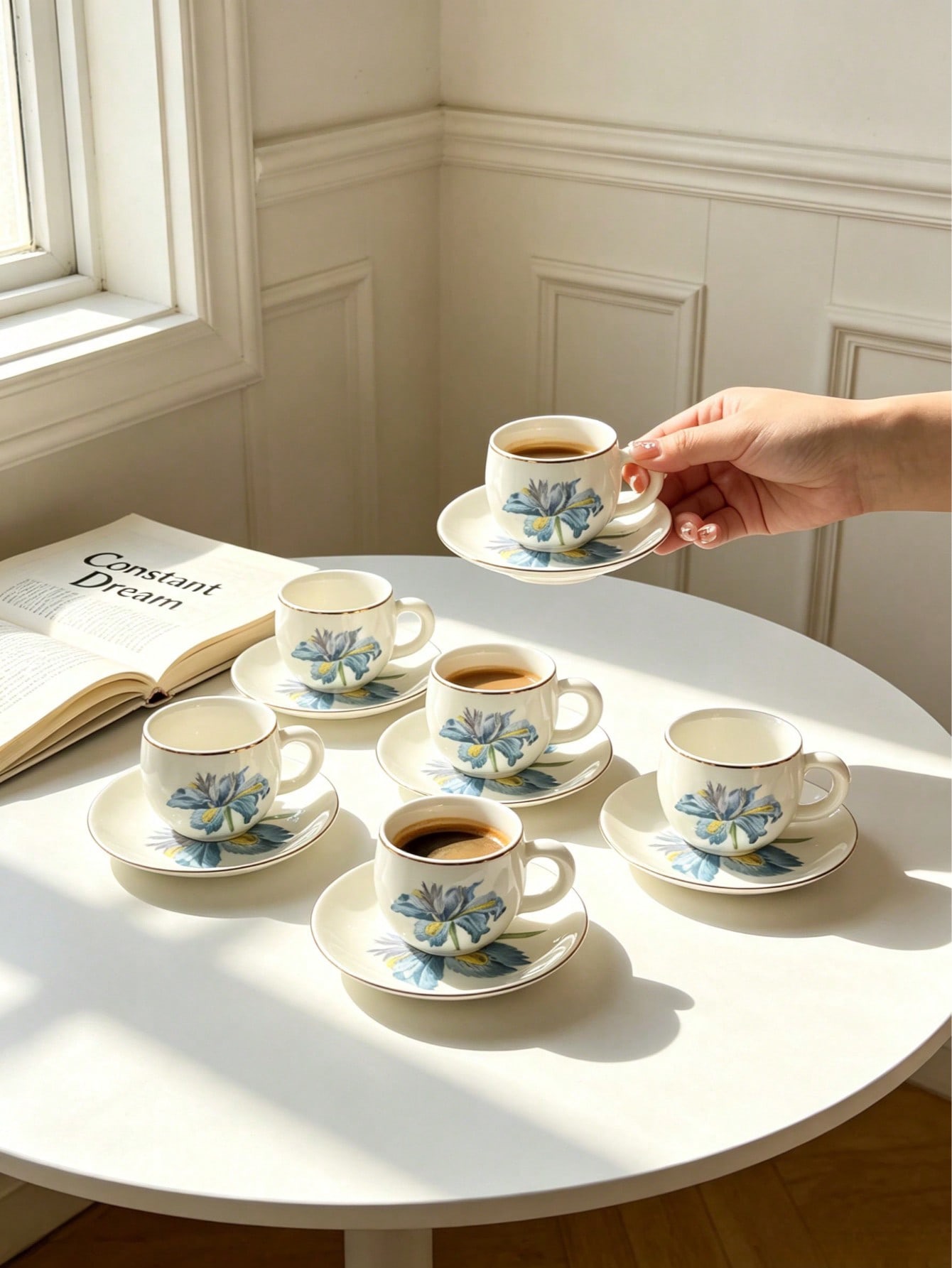 Watercolor Iris Espresso Set