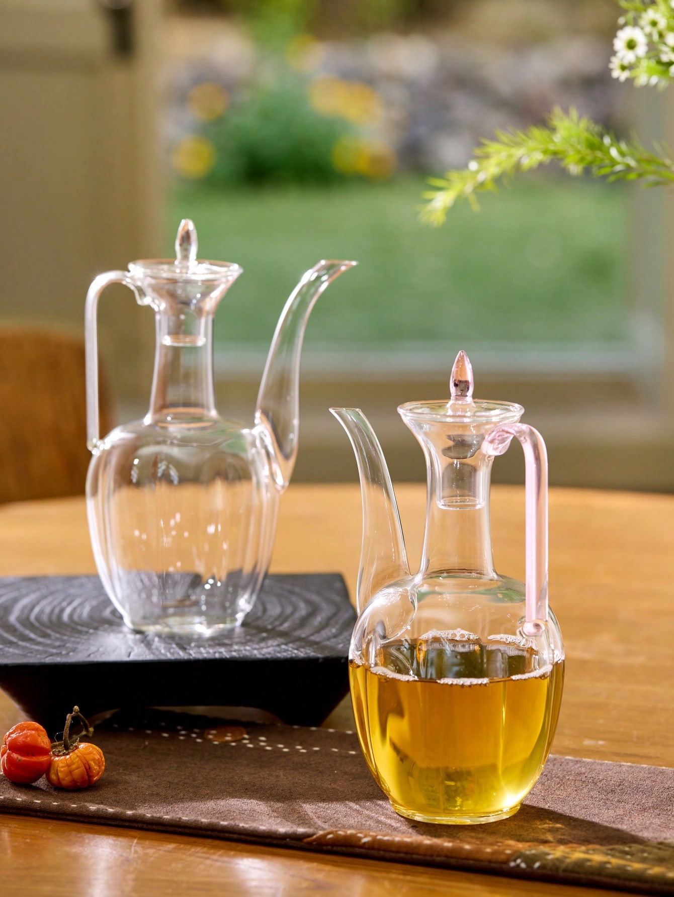 Hand-Blown Glass Oil and Vinegar Cruets