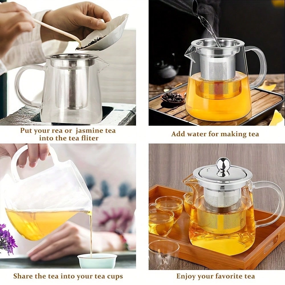 Borosilicate Glass Teapot with Removable Stainless Steel Infuser