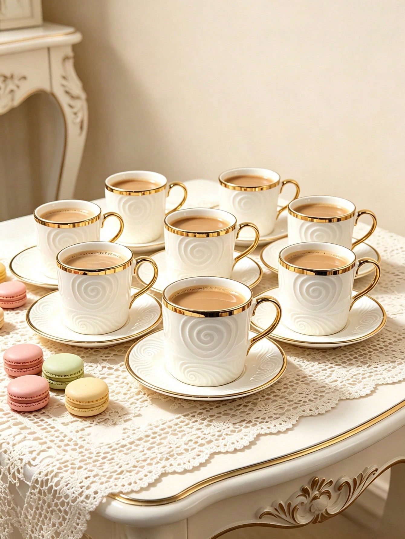 Classical Swirl Ceramic Coffee Cup & Saucer Set