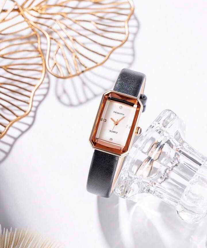 Women's Vintage Oval Dress Watch, Elegant Gold-Tone Quartz Wristwatch with Classic Brown Faux-Leather Strap 2