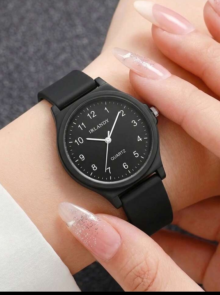 Women's Minimalist Matte Black Analog Watch, Elegant Quartz Wristwatch with Comfortable Silicone Strap 3
