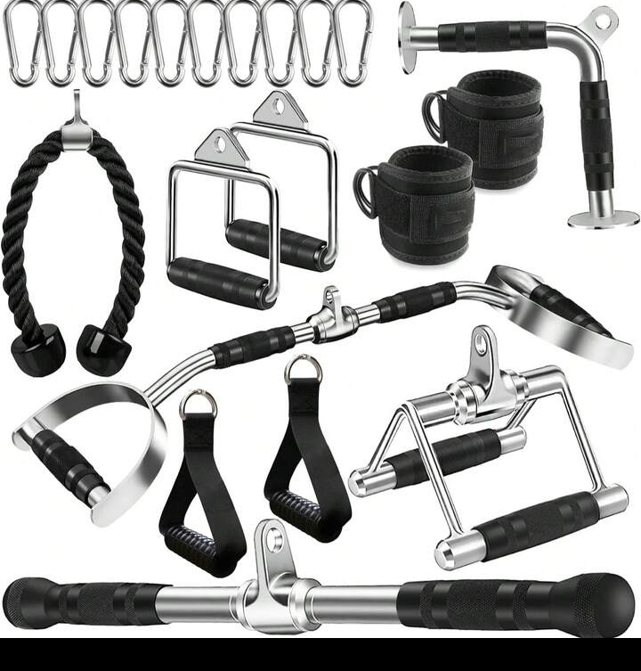 Triceps Pushdown & Lat Pulldown Attachment, Home Gym Cable Machine Handle for Arm Strength Training