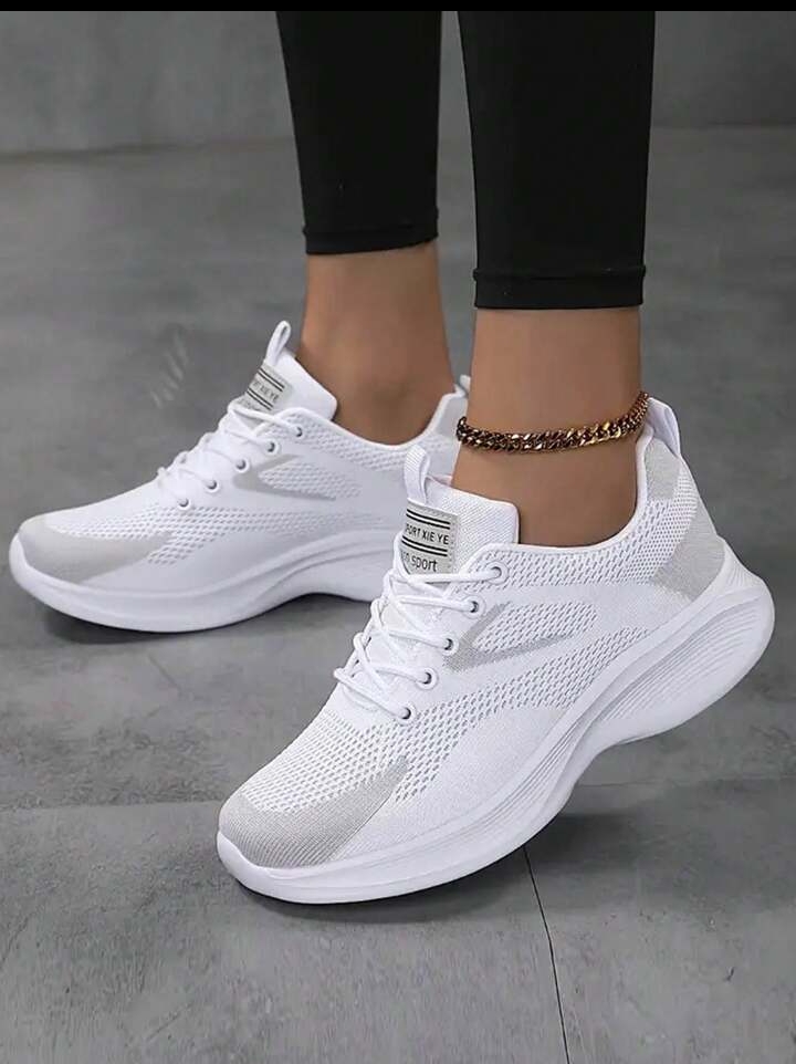 Unisex Lace-Up Athletic Shoes, Breathable Everyday Sports Sneakers