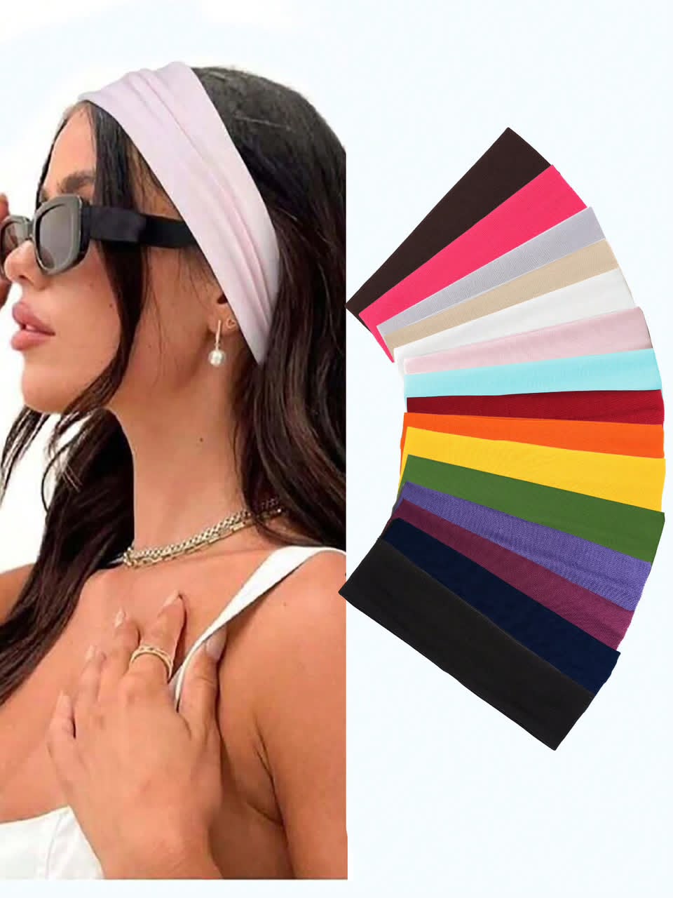 Solid Color Wide Stretchy Headband Set for Women, Elastic Non-Slip Hairband for Yoga, Fitness, and Daily Styling
