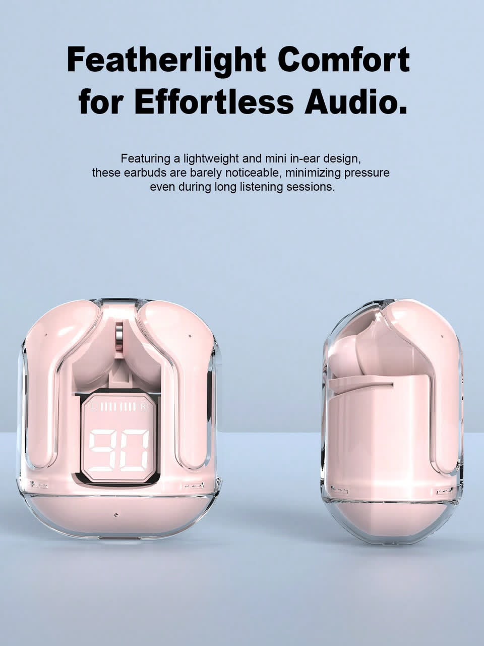 Mini Lightweight Wireless Earbuds – Comfortable In-Ear Bluetooth Headphones with LED Power Display