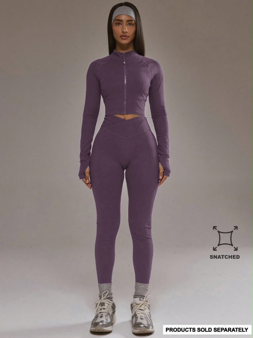Women’s Sculpting High-Waist Yoga Leggings & Performance Zip-Up Crop Jacket