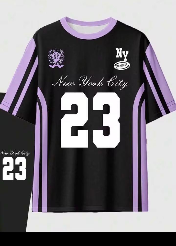 Women's 2PCS Number 23 Graphic Print Sportswear Set – Short Sleeve T-Shirt & Skinny Leggings for Casual Wear, Fitness & Street Style 3