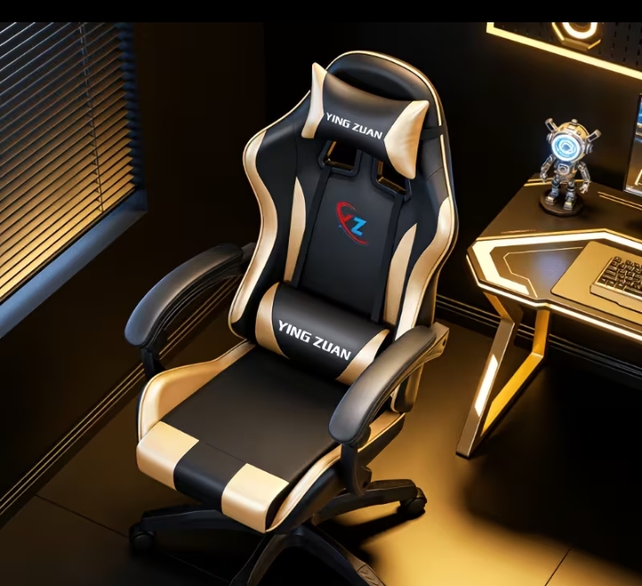 Black Golden Gaming Chair, High Back Reclining Swivel Office Chair with Headrest and Lumbar Support, Adjustable Height Heavy Duty E-Sports Chair for Gamers, Streamers, Gaming Setup and Home Office