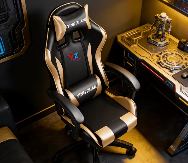 Black Golden Gaming Chair, High Back Reclining Swivel Office Chair with Headrest and Lumbar Support, Adjustable Height Heavy Duty E-Sports Chair for Gamers, Streamers, Gaming Setup and Home Office 2