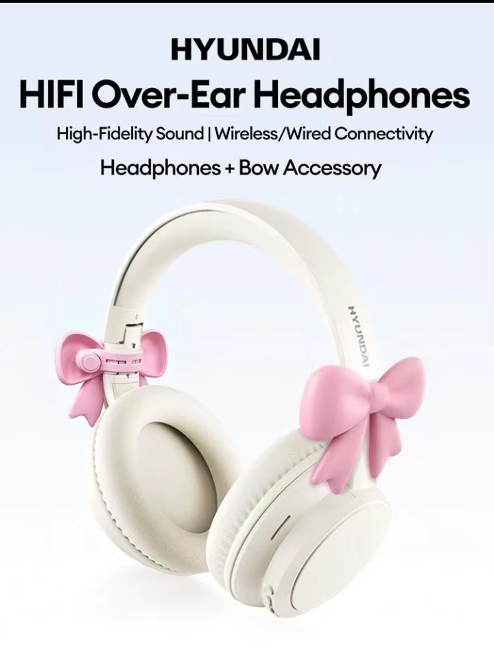 HYUNDAI HY-T02MAX Bluetooth Headphones With Carrying Bag, 5.4 HIFI High-Definition Sound Quality, Deep Bass, Precise Noise Cancellation With Microphone, Music, Sports, Gaming, Low Latency, Long Battery Life, Minimalist Business Wireless Headphones Compatible With Smartphones And Tablets