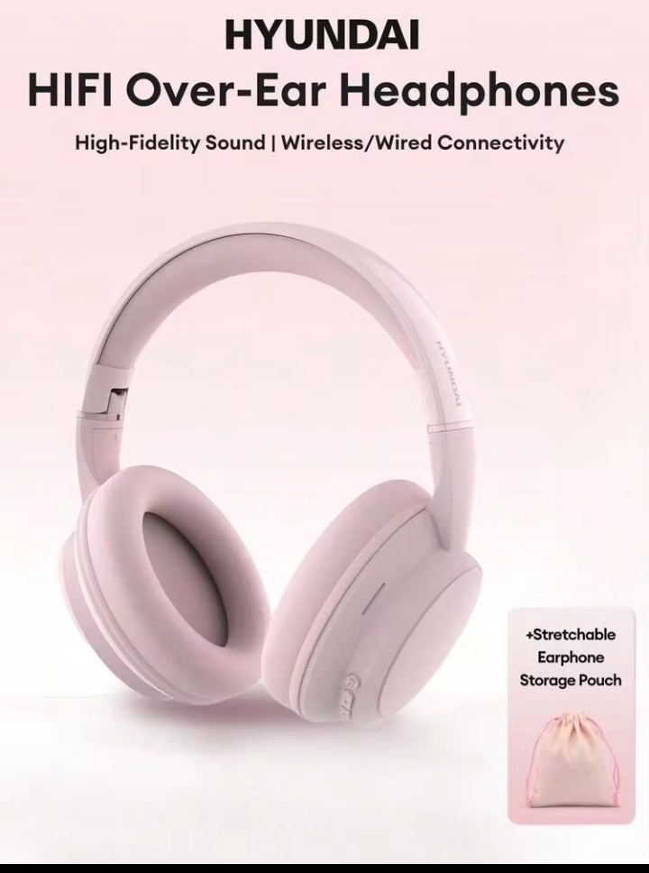 HYUNDAI HY-T02MAX Bluetooth Headphones With Carrying Bag, 5.4 HIFI High-Definition Sound Quality, Deep Bass, Precise Noise Cancellation With Microphone, Music, Sports, Gaming, Low Latency, Long Battery Life, Minimalist Business Wireless Headphones Compatible With Smartphones And Tablets 3
