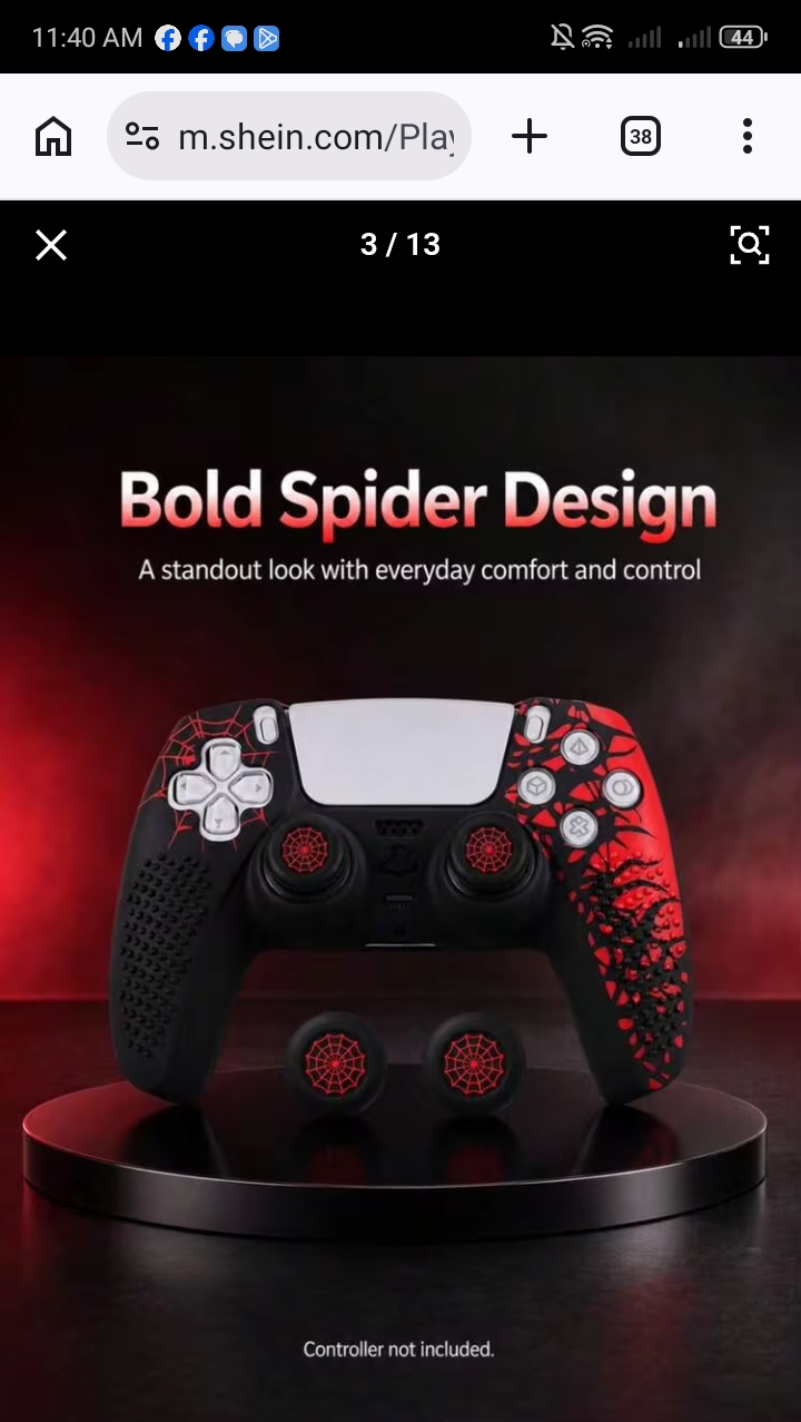 PS5 Controller Protective Case, Spider Web Design with Analog Stick Caps 3