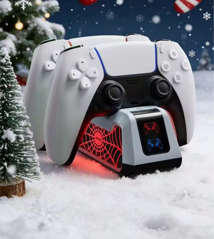 1pc Compatible With 5/Slim Necessary Accessory, Suitable For 5/Slim Console Stand, Summer & Autumn Gift, With LED Lights, Summer Gaming Accessory, PS 5 Controller Charging Station, Gaming Accessory, Game Console, Game Console Accessory, Suitable For Console Players
