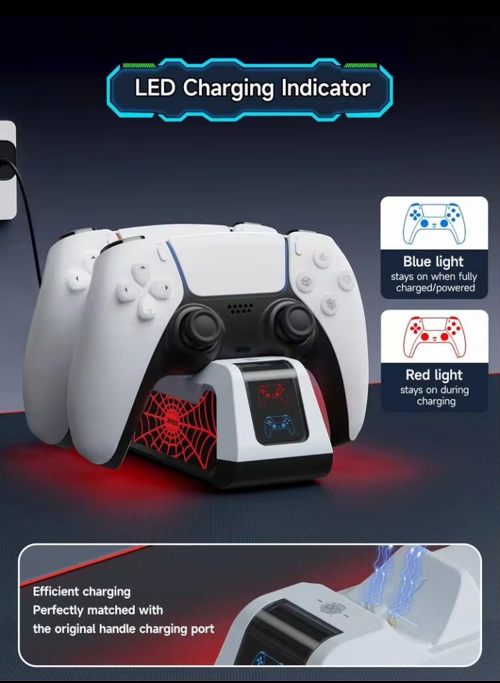 1pc Compatible With 5/Slim Necessary Accessory, Suitable For 5/Slim Console Stand, Summer & Autumn Gift, With LED Lights, Summer Gaming Accessory, PS 5 Controller Charging Station, Gaming Accessory, Game Console, Game Console Accessory, Suitable For Console Players 2