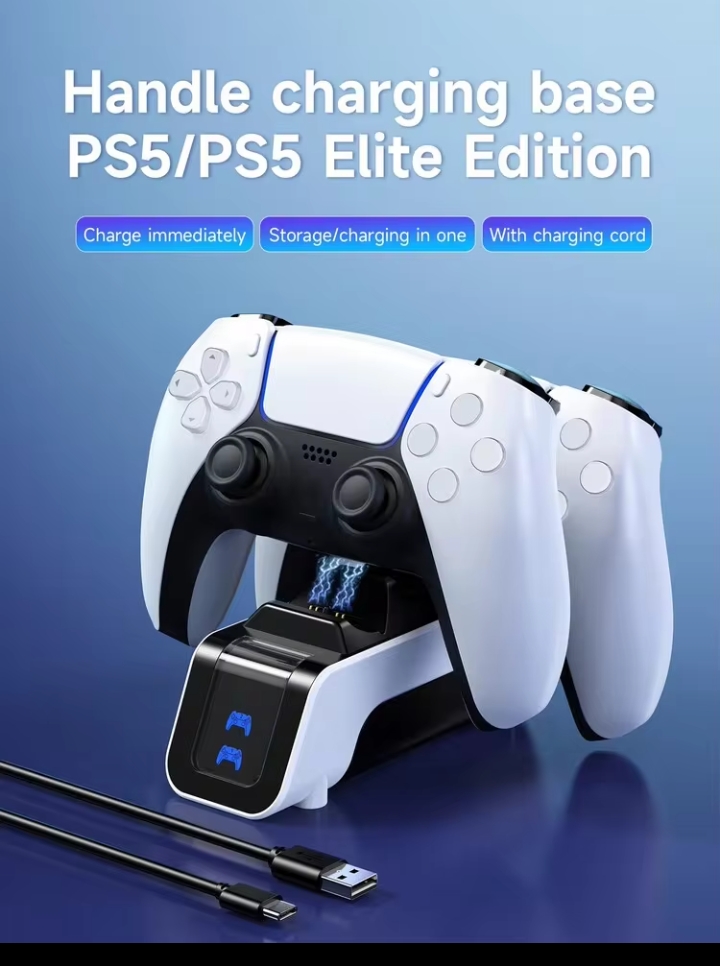 1pc Compatible With 5/Slim Necessary Accessory, Suitable For 5/Slim Console Stand, Summer & Autumn Gift, With LED Lights, Summer Gaming Accessory, PS 5 Controller Charging Station, Gaming Accessory, Game Console, Game Console Accessory, Suitable For Console Players 2