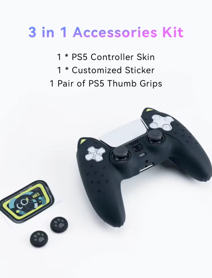 Silicone Cat Ear Gamepad Cover & Cat Paw Thumb Grips for Enhanced Comfort 3